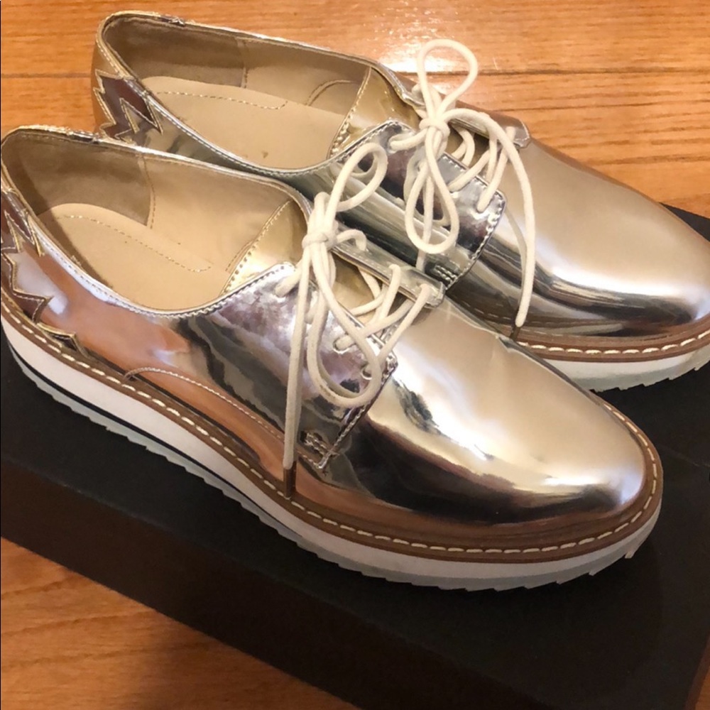 Zara Silver Oxford Shoes Size 6